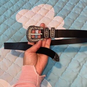 Lovers + Friends Black Western Belt with Silver Buckle